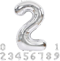 Lofaris Silver Large Giant Foil Mylar 40 Inch Number Balloons for Party