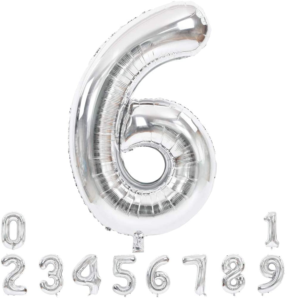 Lofaris Silver Large Giant Foil Mylar 40 Inch Number Balloons for Party