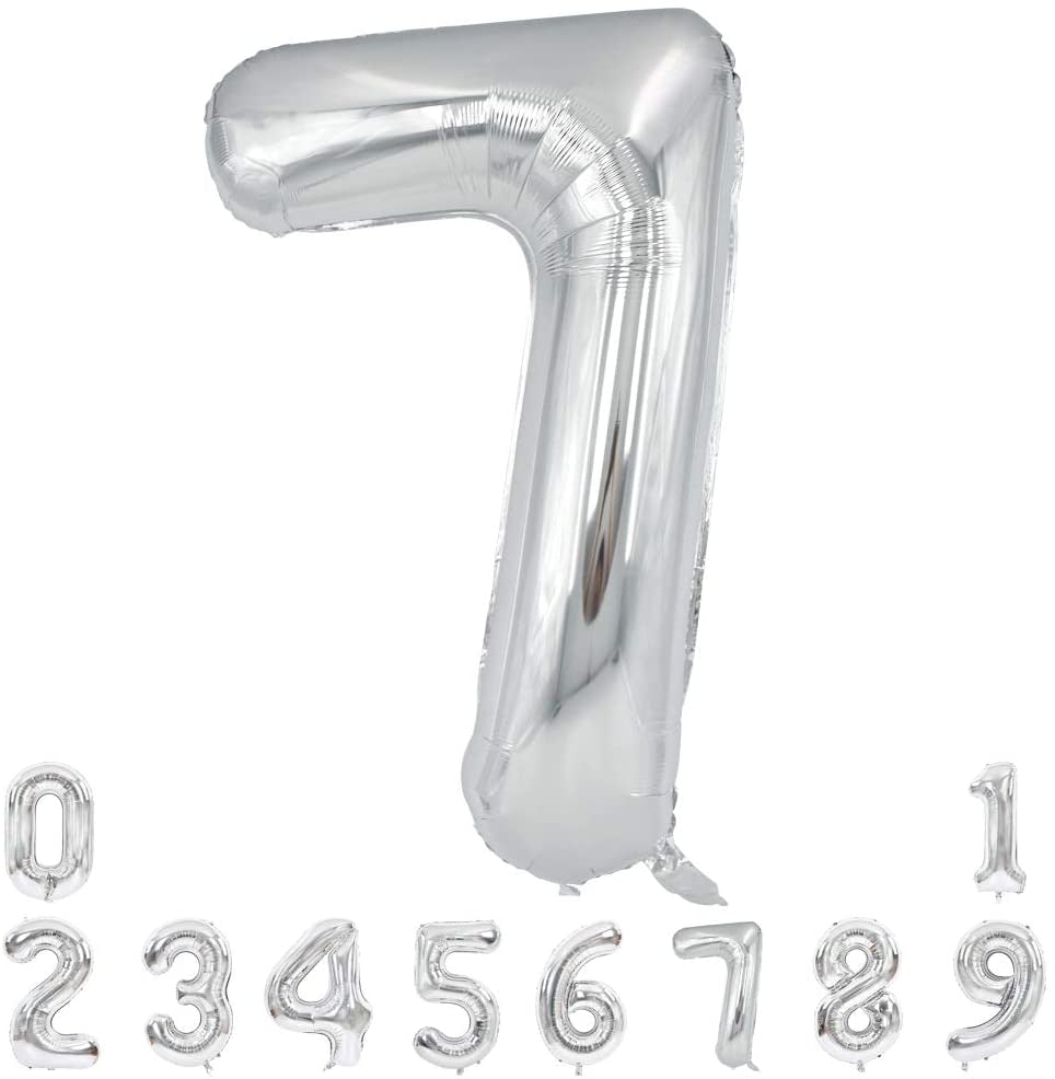 Lofaris Silver Large Giant Foil Mylar 40 Inch Number Balloons for Party