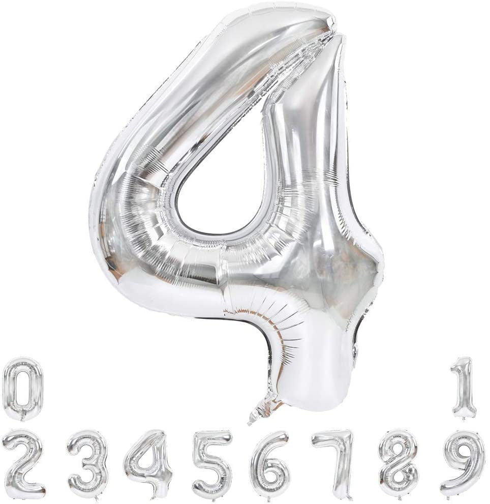 Lofaris Silver Large Giant Foil Mylar 40 Inch Number Balloons for Party