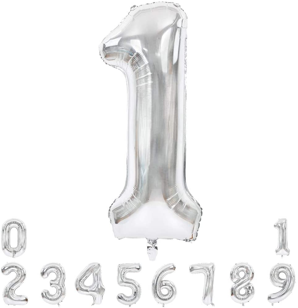 Lofaris Silver Large Giant Foil Mylar 40 Inch Number Balloons for Party