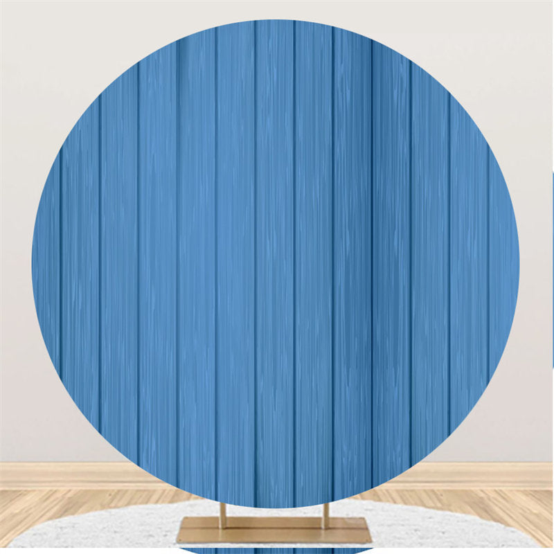 Lofaris Simple Blue And Wooden Circle Backdrop For Holiday