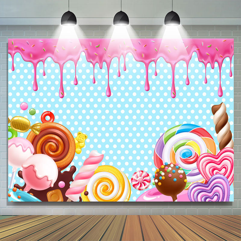 Lofaris Simple Candy Land Happy Birthday Backdrop For Girl