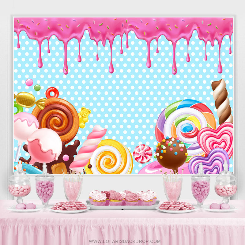 Lofaris Simple Candy Land Happy Birthday Backdrop For Girl