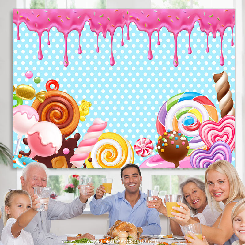 Lofaris Simple Candy Land Happy Birthday Backdrop For Girl