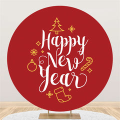Lofaris Simple Circle Christmas Theme Happy New Year Backdrop