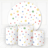Lofaris Simple Colorful Dots Happy Holiday Round Backdrop Kit