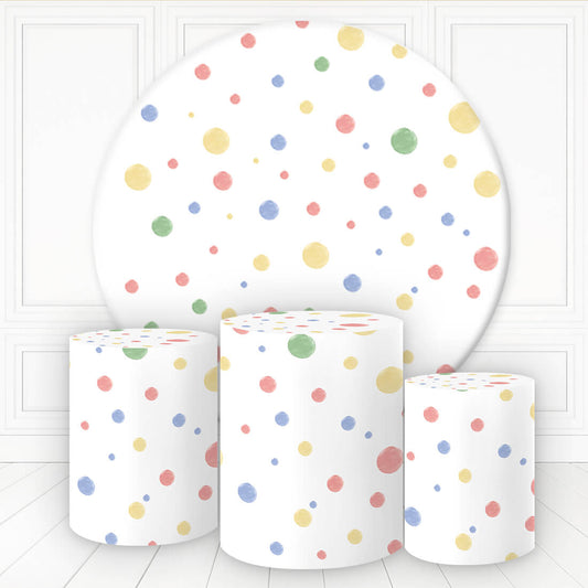 Lofaris Simple Colorful Dots Happy Holiday Round Backdrop Kit