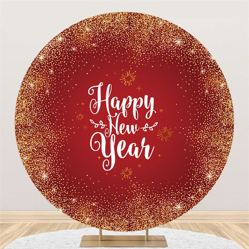 Lofaris Simple Dots Round Happy New Year Holiday Backdrop