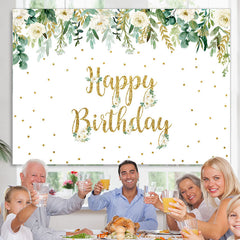 Lofaris Simple Floral Glitter Happy Birthday Backdrop For Female