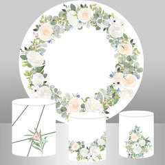 Lofaris Simple Floral White Boho Round Wedding Backdrop Kit