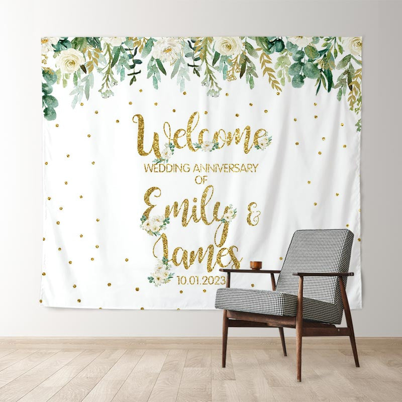 Lofaris Simple Glitter Happy Anniversary Backdrop For Events