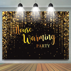 Lofaris Simple Gold Glitter Black Housewarming Party Backdrop