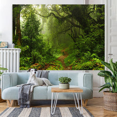 Lofaris Simple Green Jungle With Narrow Path Spring Backdrop