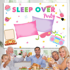 Lofaris Simple Lovely Sleep Over Party Themed Birthday Backdrop