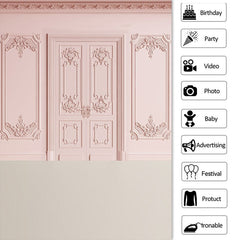 Lofaris Simple Pink Themed Lovely Door Happy Birthday Backdrop