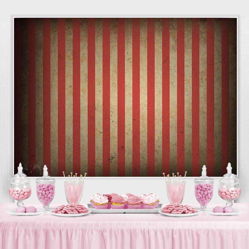 Lofaris Simple Red Vertical Stripes Theme Party Backdrop