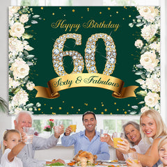 Lofaris Sixty And Fabulous Floral Glitter Birthday Backdrop