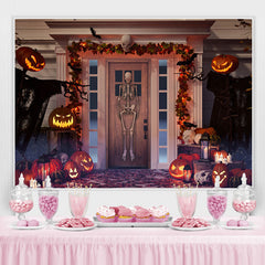 Lofaris Skeleton Pumpkin Lantern Spooky Halloween Theme Backdrop