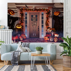 Lofaris Skeleton Pumpkin Lantern Spooky Halloween Theme Backdrop