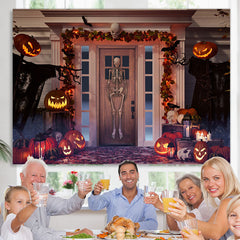 Lofaris Skeleton Pumpkin Lantern Spooky Halloween Theme Backdrop