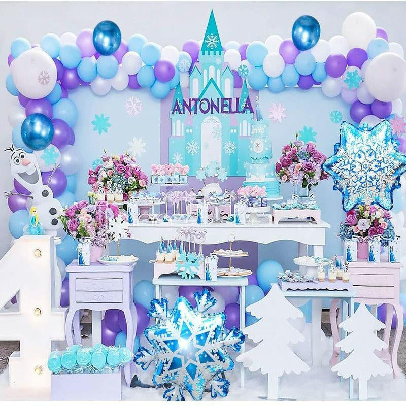 Lofaris Sky Blue 77 Pack Balloon Arch Kit | Winter Chrismas Party Decorations - Purple | White