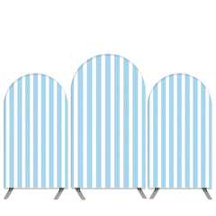Lofaris Sky Blue And White Stripes Birthday Arch Backdrop Kit