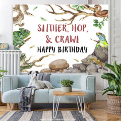 Lofaris Slither Hop Crawl Animals Happy Birthday Backdrop
