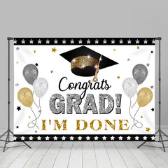 Lofaris Sliver And Gold Glitter Ballons Grad I Am Done Backdrop
