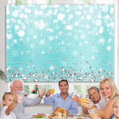 Lofaris Silver Diamonds Bokeh Sea Blue Birthday Party Backdrop