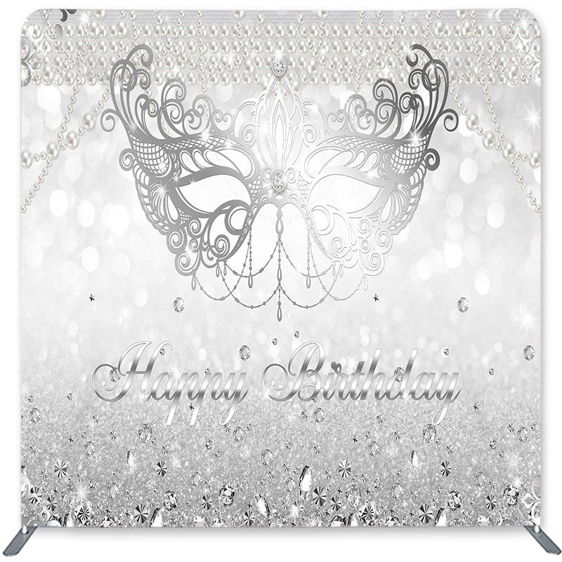 Lofaris Silver Glitter Bokeh Double-Sided Backdrop for Birthday