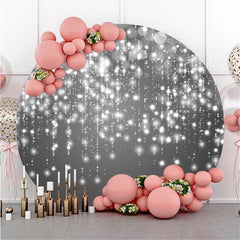 Lofaris Silver Glitter Bokeh Simple Circle Birthday Backdrop