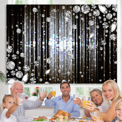 Lofaris Silver Glitter Diamonds Black Birthday Party Backdrop