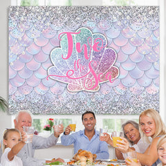 Lofaris Sliver Glitter Mermaid Two The Sea Birthday Backdrop