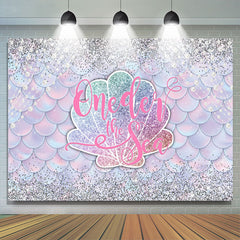 Lofaris Silver Glitter Oneder The Sea Mermaid Birthday Backdrop