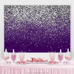Lofaris Silver Glitter Purple Birthday Party Decoration Backdrop