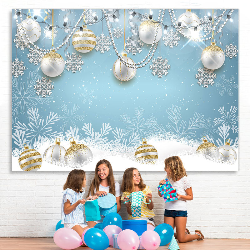 Lofaris Silver Pearl Ball With Snowflake Christmas Backdrop