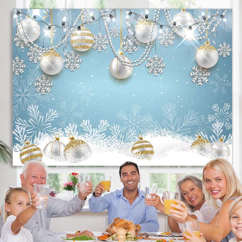 Lofaris Silver Pearl Ball With Snowflake Christmas Backdrop