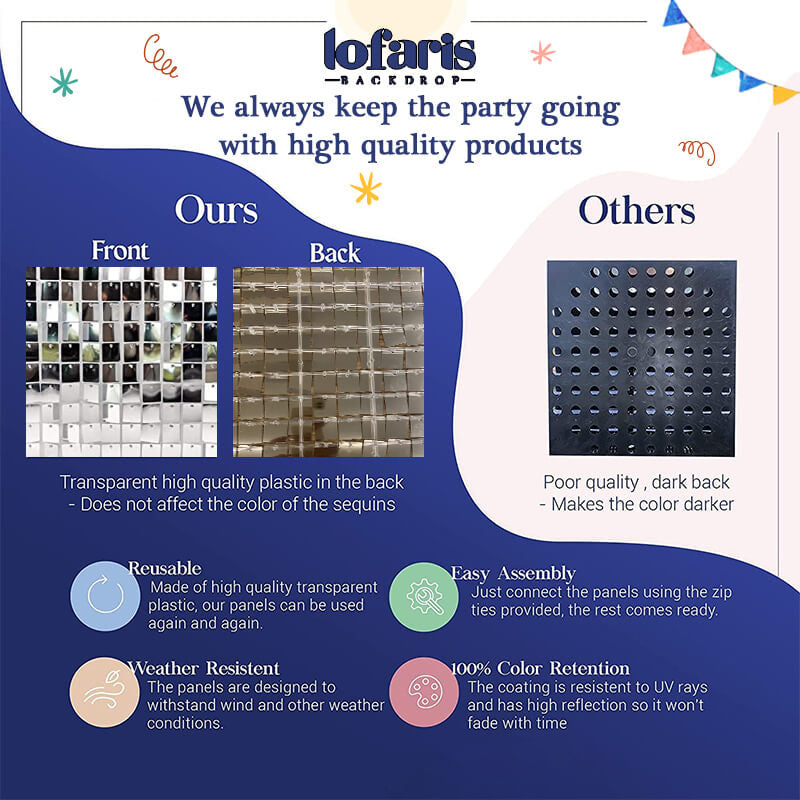 Lofaris Silver Shimmer Sequin Wall - Panels Back Decor