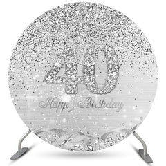 Lofaris Silver Themed Happy 40Th Birthday Circle Backdrop