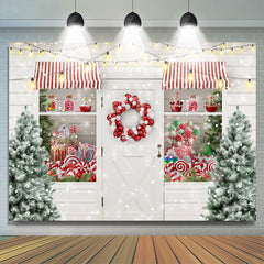 Lofaris Snow Christmas Tree Lights Balloon Window White Wall Backdrop