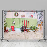 Lofaris Snow Fawn Sled Car Christmas Tree Party Backdrop for Kid