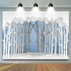 Lofaris Snow Forest Winter Wonderland Baby Shower Backdrop