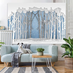 Lofaris Snow Forest Winter Wonderland Baby Shower Backdrop