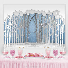 Lofaris Snow Forest Winter Wonderland Baby Shower Backdrop