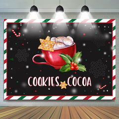 Lofaris Snowflake Cookie and Cocoa Christmas Black Backdrop for Decor