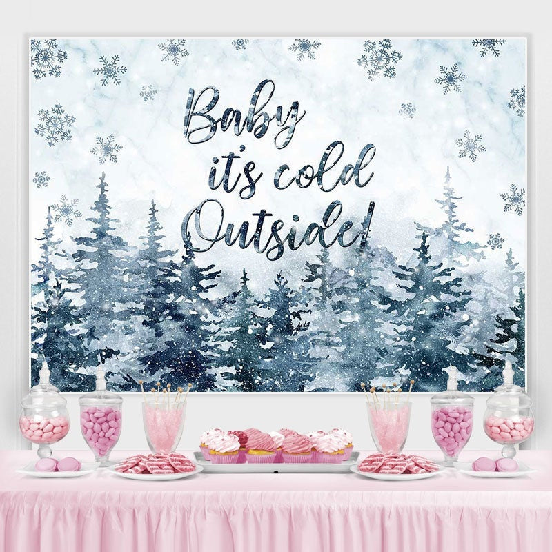 Lofaris Snowflake Forest Winter Photo Backdrop for Baby Shower