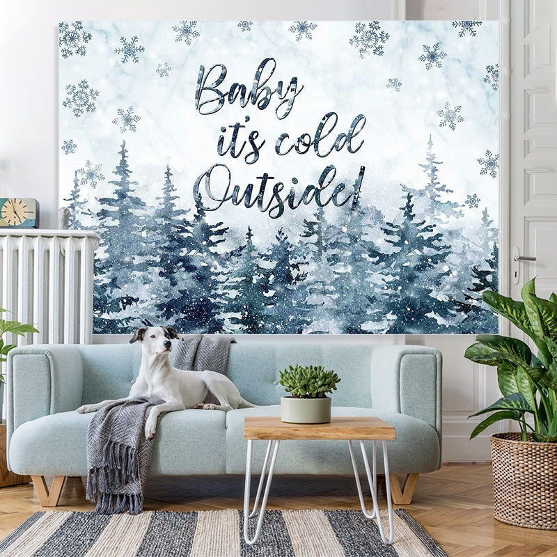 Lofaris Snowflake Forest Winter Photo Backdrop for Baby Shower
