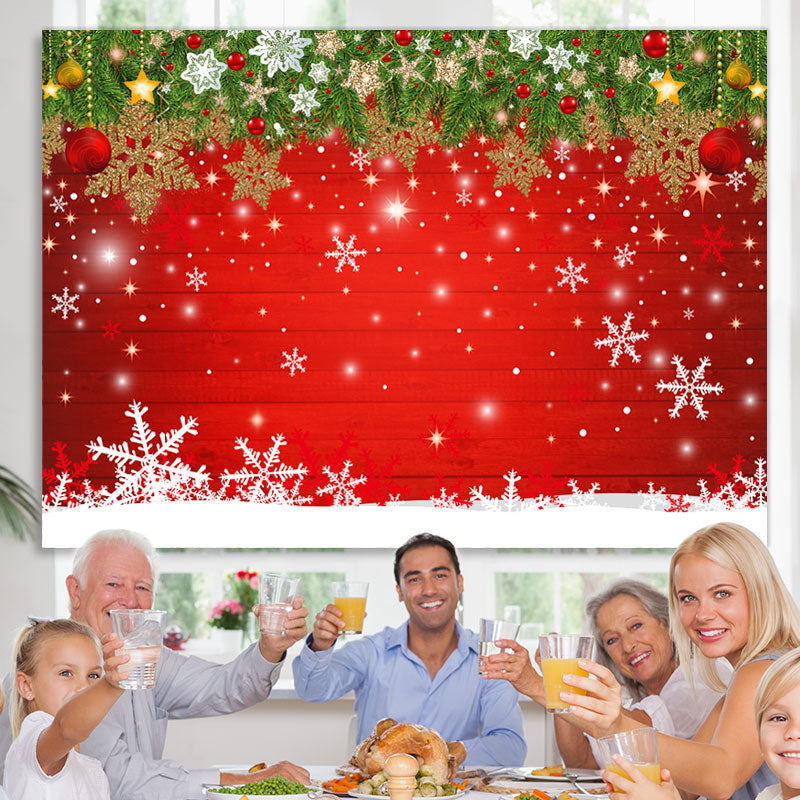 Lofaris Snowy Christmas With Shiny Star And Snowflake Backdrop