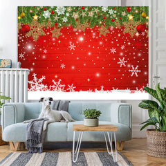 Lofaris Snowy Christmas With Shiny Star And Snowflake Backdrop